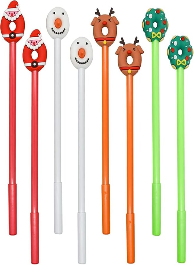 Maydahui Cute Donut Christmas Ballpoint Pen, Set of 12, 0.5mm, Black Ink, Gel Ballpoint Pen, Stylish, Cute, Stationery, Writing, Celebration, Gift, Office Gift